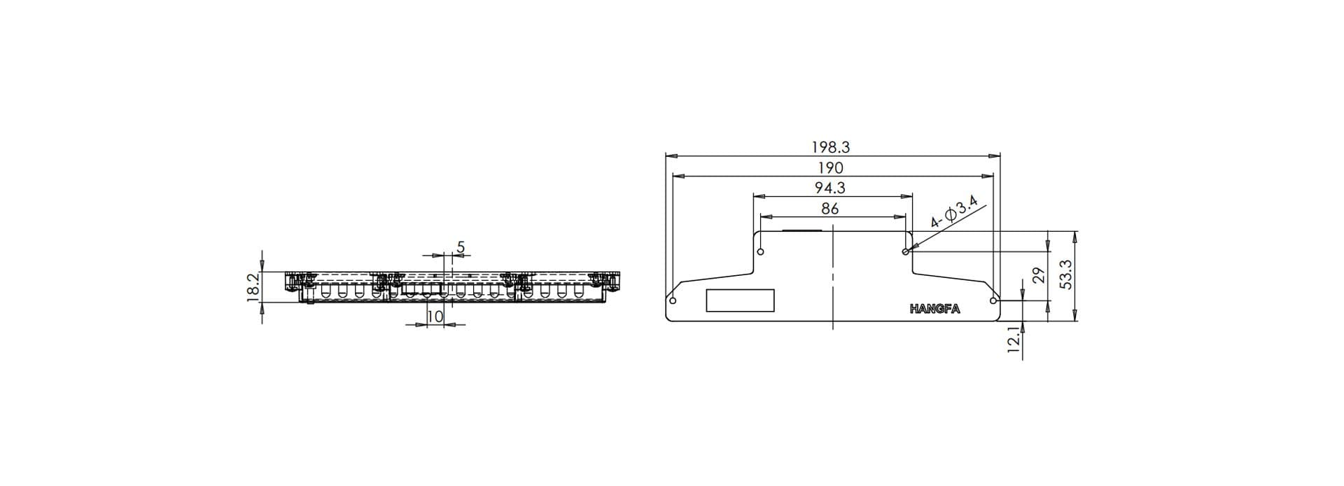LPC-16巡线传感器外形尺寸
