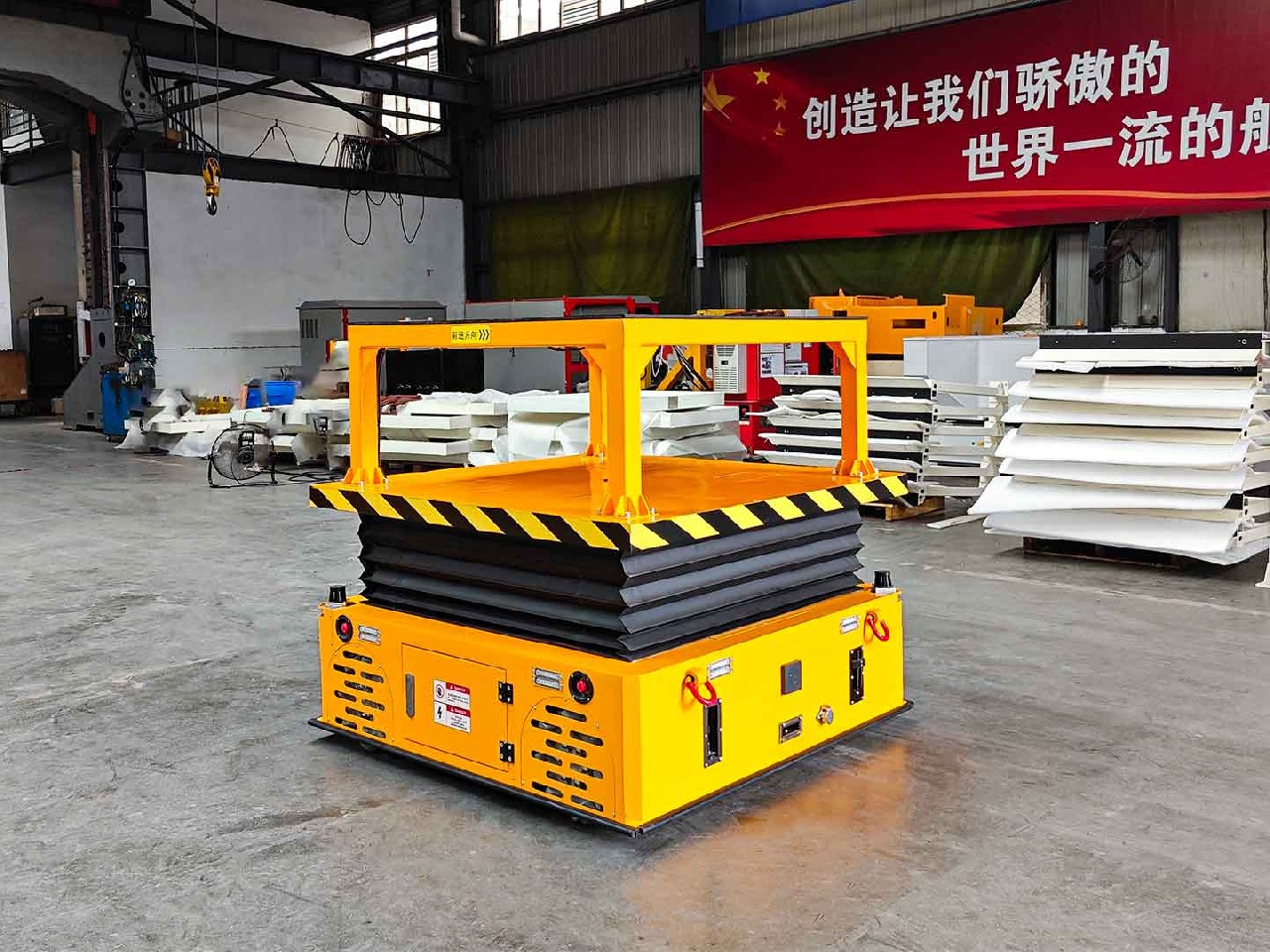 Application of 1t tray AGV for transferring workpieces
